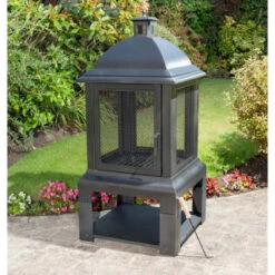 B&M Aspen Log Burner With Log Storage Tray -Garden Decoration Shop 318778 Aspen Log Burner with Log Tray