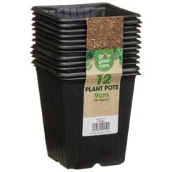 B&M Black Plant Pots 12pk 5 B&M Black Plant Pots 12pk -Garden Decoration Shop 319025 grow your own 12 plant pots 9cm1