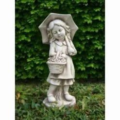 B&M Girl With Umbrella Garden Statue