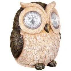 B&M Solar Resin Owl With Crystal Eyes - Brown