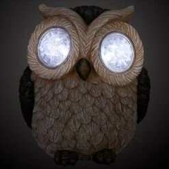 B&M Solar Resin Owl With Crystal Eyes - Brown -Garden Decoration Shop 342059 crystal eyes owl brown copy