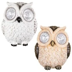 B&M Solar Resin Owl With Crystal Eyes - Brown -Garden Decoration Shop 342059 crystal eyes owl group