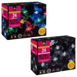 B&M 24 Solar LED Butterfly String Lights - White 6 B&M 24 Solar LED Butterfly String Lights - White -Garden Decoration Shop 353457 24 string lights butterfly group