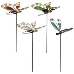 B&M Glitter Stake - Green Butterfly -Garden Decoration Shop 353659 glitter stakes main