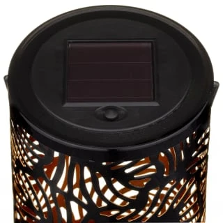 Tropical Cutout Solar Lantern - Black 2 Tropical Cutout Solar Lantern - Black - Image 2