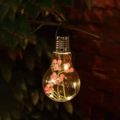 Floral Solar Hanging Bulbs - Pink Flower
