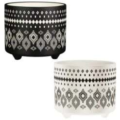 B&M Urban Eden Embossed Footed Planters 3pk - Black -Garden Decoration Shop 366531 3pk urban eden plant pot on tripod stand group