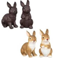 B&M Garden Rabbit Ornaments 2pk - Cast Iron Effect -Garden Decoration Shop 366608 2pk rabbit garden ornaments main