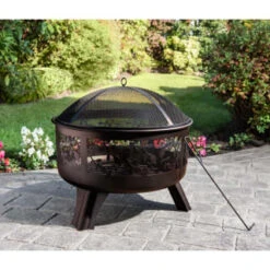 B&M Versailles Decorative Leaf Log Burner -Garden Decoration Shop 366776 versailles circular log burner