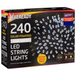 Eveready Solar Powered LED String Lights 240pk - Cool White -Garden Decoration Shop 379219 eveready 240 soloar powered led string lights