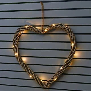 Solar Powered Wicker Heart - White LED 1 Solar Powered Wicker Heart - White LED