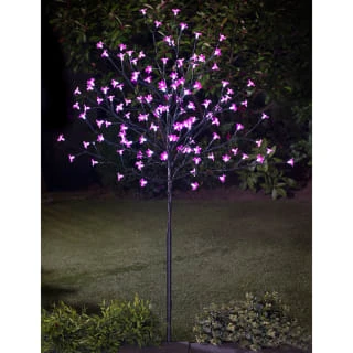 Solar Powered Blossom Tree - Pink 128 LED 4ft 1 Solar Powered Blossom Tree - Pink 128 LED 4ft