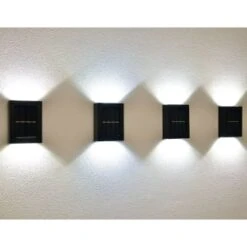 Solar Powered Up/Down Wall Light - White LED 4pk