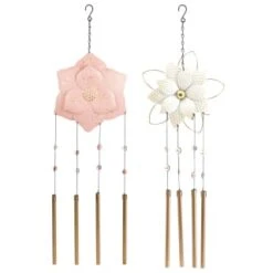 B&M Flower Windchime - Pink 5 B&M Flower Windchime - Pink -Garden Decoration Shop 379613 boho garden flower tubular windchime group