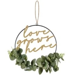 B&M Botanical Garden Hanging Hoop With Slogan 9 B&M Botanical Garden Hanging Hoop With Slogan -Garden Decoration Shop 379615 botanical garden metal hoop with gold wording and leaves love grows here