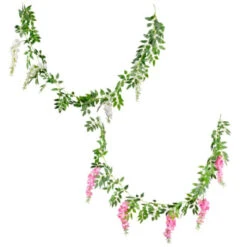 B&M Artificial Wisteria Garland 180cm - Pink -Garden Decoration Shop 379981 wisteria garland 180cm group
