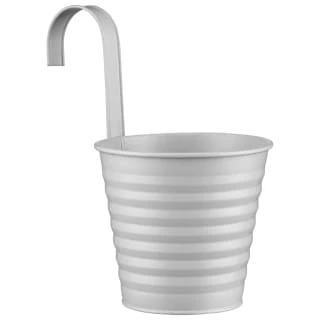 B&M Ribbed Matt Tin Hooked Pot Planter - Grey 1 B&M Ribbed Matt Tin Hooked Pot Planter - Grey