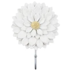 B&M Flower Wall Hook - Cream -Garden Decoration Shop 392759 flower wall hook white 2