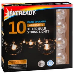 Eveready Mains Powered XL LED Bulb String Lights 10pk - Warm White -Garden Decoration Shop 392917 eveready 10 mains operated warm white xl led bulb string lights21