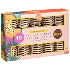 B&M 10 Solar Rattan Effect String Lights -Garden Decoration Shop 392921 10 solar rattan effect string lights 3