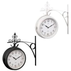 B&M Outdoor Dual Sided Station Clock - Cream -Garden Decoration Shop 392937 outdoor dual sided station clock group