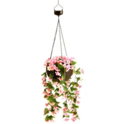 Solar Powered Artificial Floral Hanging Basket -Garden Decoration Shop 393030 solar powered artificial floral hanging basket 3