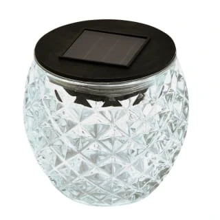 Solar Powered Faceted Glass Table Light 1 Solar Powered Faceted Glass Table Light
