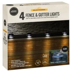 Solar Powered Fence & Gutter Lights - Black 4pk -Garden Decoration Shop 393085 4pk solar powered fence and gutter lights black 3
