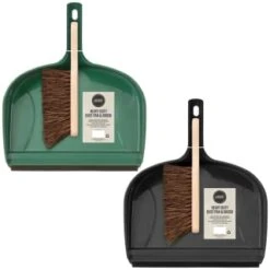 Heavy Duty Dustpan & Bassine Brush Set - Black -Garden Decoration Shop 393245 heavy duty dustpan and bassine brush set group