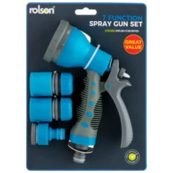 B&M Rolson 7 Function Spray Gun Set -Garden Decoration Shop 393301 rolson 7 dial spray gun and fittings