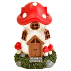 B&M Assorted Mushroom House Ornament With Glowing Solar Light -Garden Decoration Shop 393429 mushroom house ornament with glowing solar light 3