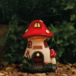 B&M Assorted Mushroom House Ornament With Glowing Solar Light -Garden Decoration Shop 393429 mushroom house ornament with glowing solar light 6