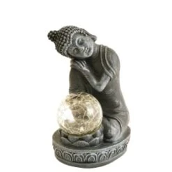 B&M Assorted Sitting Solar Buddha Garden Ornament -Garden Decoration Shop 393441 sitting buddha garden ornament with solar crackle ball 4