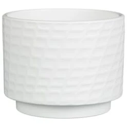 B&M White Ceramic Planter With Base Plate -Garden Decoration Shop 393651 white ceramic planter with base plate 4