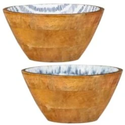 B&M Ocean Air Wooden Bowl - Stripes -Garden Decoration Shop 394287 ocean wooden bowl main