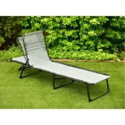 Dakota Premium 3 Position Folding Relaxer Bed - Grey -Garden Decoration Shop 395732 dakota premium 3 position folding relaxer bed
