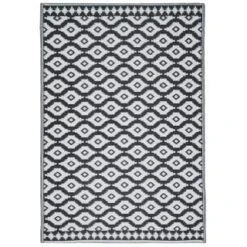 B&M Large Outdoor Rug 1.2 X 1.8m - Black -Garden Decoration Shop 397836 rug black aztec 1 2x1 8m